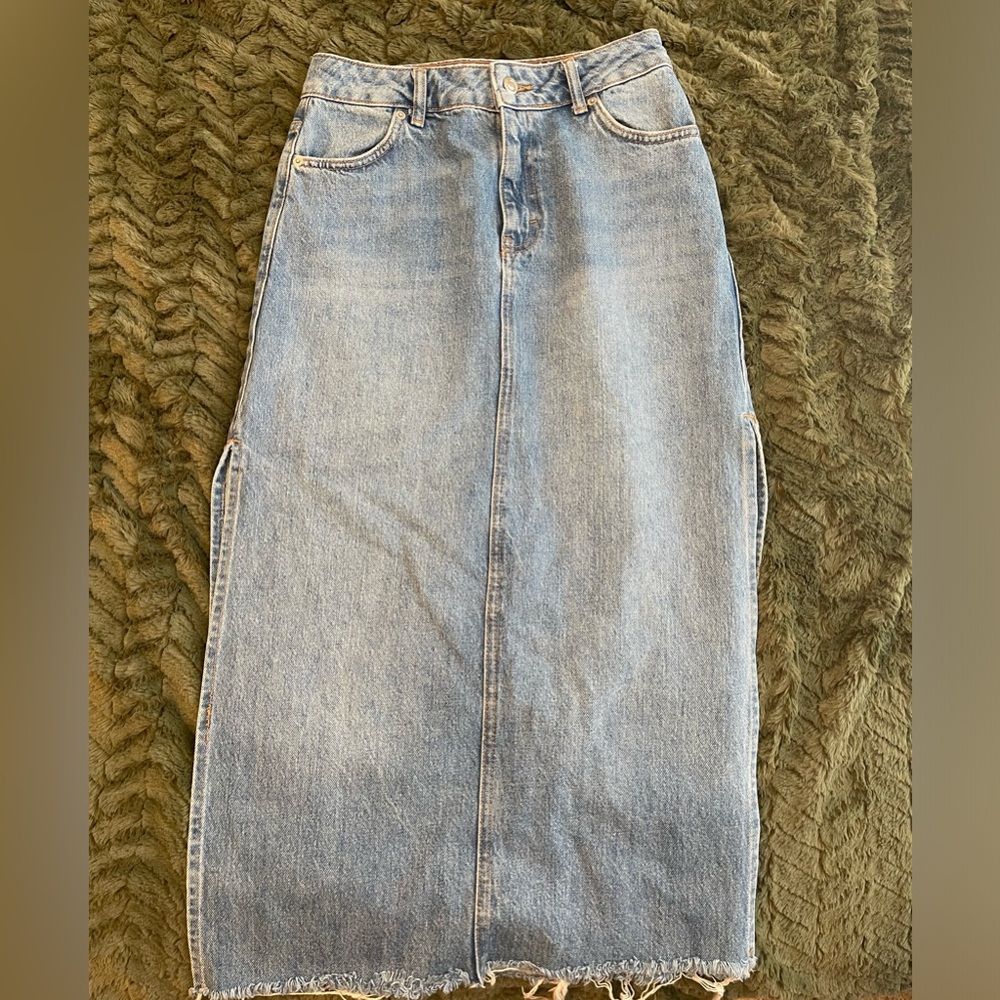 Topshop Denim Midi Skirt